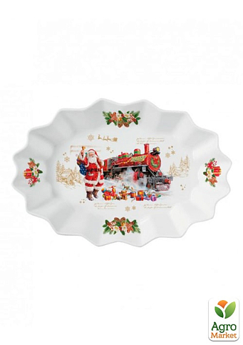 Фарфоровый овальный поднос "Рождественские воспоминания", 30x20,5x5 см (R1241#CHTR) - фото 2
