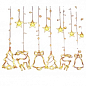 Новогодняя Гирлянда Штора с 12 фигурами золото  Звезды,Колокольчик, Елка, Олень 220V с переходником (XR-9G)