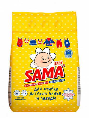 Пральний порошок безфосфатний "Baby" для прання дитячої білизни та одягу ТМ "SAMA" 2400г