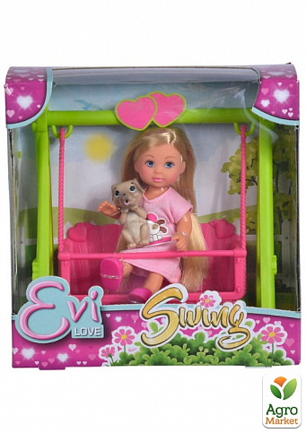 Лялька Еві на гойдалці з улюбленцем, 3+ Simba Toys
