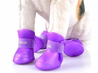 Обувь Ботинки силиконовые для собак 4 шт. M фиолетовые (9719530)