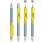 Кулькова багатозадачна ручка Troika Construction зі стілусом, лінійкою, викруткою та рівнем, жовто-сірий (PIP20YE/GY) цена