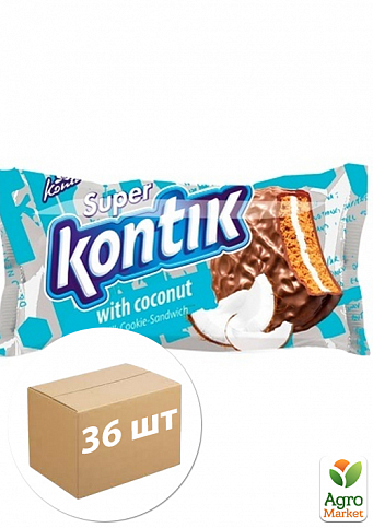 Печиво-сендвіч (молочний кокос) ТМ "Супер-Контик" 90г упаковка 36шт