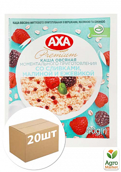 Каша овсяная (со сливками, малиной и ежевикой) ТМ "AXA" 40г упаковка 20 шт1