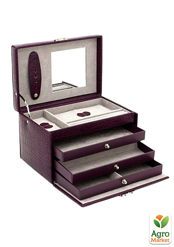 Ящик для драгоценностей Friedrich Lederwaren Classico пурпурный, крокодил (23236-56) - фото 2