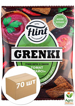 Гринки ржаные со вкусом "Томат Спайси" 65 г ТМ "Flint Grenki" упаковка 70 шт2