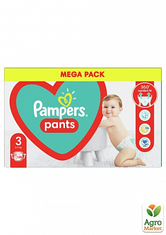 PAMPERS дитячі одноразові підгузки-трусики Pants Розмір 3 Midi (6-11кг) Мега Упаковка 128 шт2