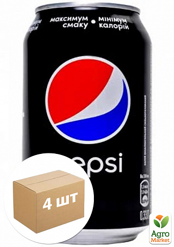 Газований напій Black (залізна банка) ТМ "Pepsi" 0,33 л (4 шт)