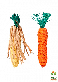Trixie Игрушка для грызуна морковь и кукуруза сизаль 15 см (0619241)1