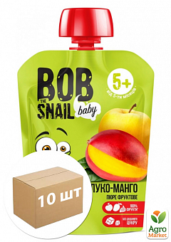 Пюре фруктовое Яблоко-манго Bob Snail Равлик Боб, пауч 90г уп 10 шт2