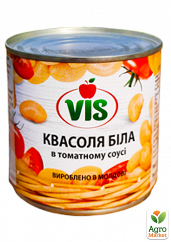 Фасоль белая в томатном соусе стерилизована ТМ "Vis" ж/б 410 г упаковка 12шт - фото 2