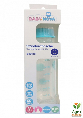 Бутылочка пластиковая универсальная "Декор" Baby-Nova, 240мл