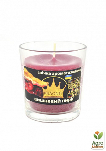Свічка у склянці з ароматом "Вишневий пиріг" (диаметр 6,5-7,9*8,3см, 30 часов)