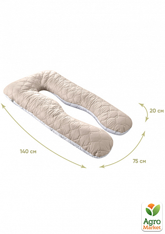 Подушка П-подібна для вагітних та відпочинку стьобана ТМ IDEIA 140х75х20 см світло-сірий/білий