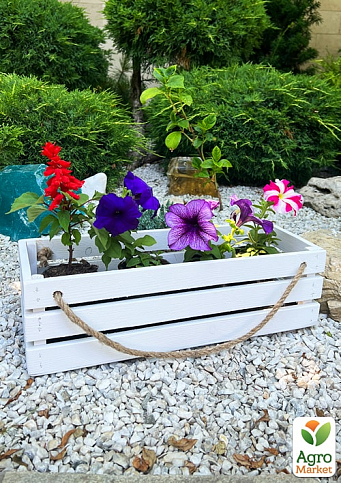 Ящик декоративный деревянный для хранения и цветов "Франческа" д. 44см, ш. 17см, в. 13см. (белый с большими ручками) - фото 2