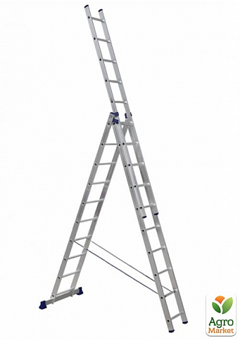 Алюминиевая трехсекционная лестница 3*10 ТМ ТЕХПРОМ H3 5310