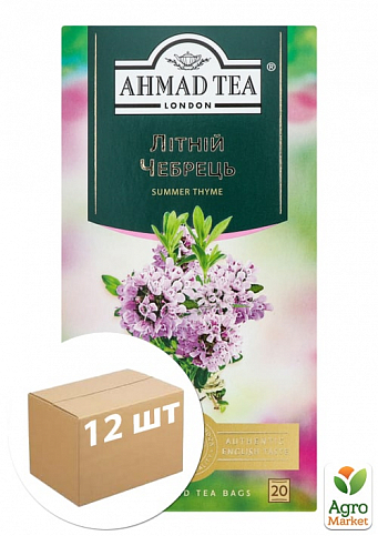 Чай (Літній чебрець) чорний байховий дрібний з чебрецем (в одноразовому пакетику) Ahmad 20х1, 8г упаковка 12шт