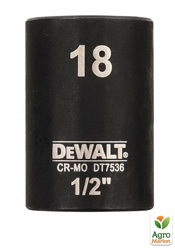 Головка торцевая ударная "IMPACT" DeWALT, короткая, 1/2" х 18 мм, шестигранная DT7536 ТМ DeWALT