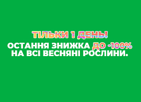Тільки 1 день! Остання знижка до -100% на всі весняні рослини.