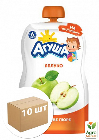 Пюре Яблуко (Дой-Пак) ТМ "Агуша" 0,090 кг упаковка 10шт