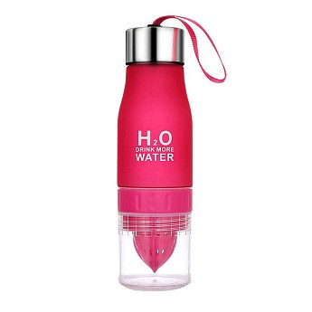 Пляшка для води і напоїв H2O Water Bottle з соковижималкою 650 мл рожева SKL11-187051 - фото 3