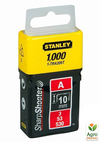 Скоби тип А висотою 10 мм, для ручного степлера Light Duty, в упаковці 1000 шт STANLEY 1-TRA206T (1-TRA206T) - фото 2