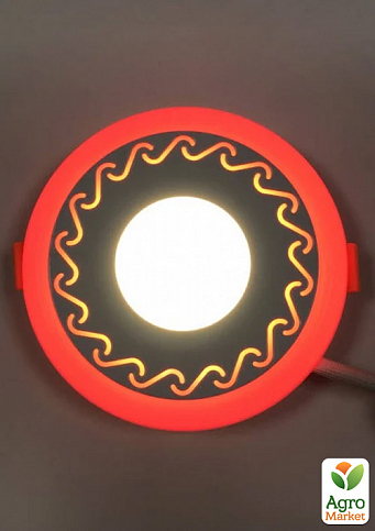 LED панель Lemanso  LM534 "Завитки" круг  3+3W красная подсв. 350Lm 4500K 85-265V (331620)