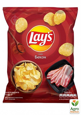 Картопляні чіпси (Смажений бекон) ТМ "Lay`s" 140г упаковка 21шт - фото 2