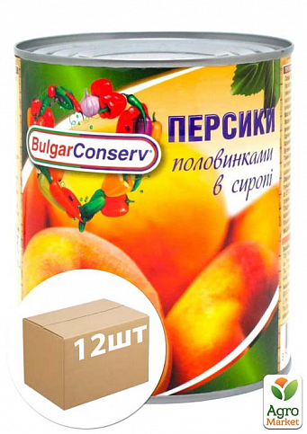 Персик половинки "Bulgar Conserv" 850мл упаковка 12шт
