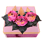 Подарункова Коробка З Квітковою Композицією (Кругла, Квадратна) "Бордова Феєрія" (085-118)