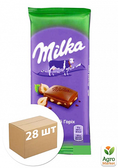 Шоколад (горіх) ТМ "Milka" 90г упаковка 28шт1