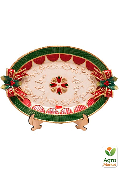 Тарілка овальна, зелена з червоним, 44 см (10/18302)2