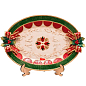 Блюдо овальное, зеленое с красным, 44 см (10/18302)