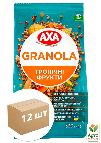 Мюсли хрустящие Granola с тропическими фруктами ТМ "AXA" 330г упаковка 12 шт