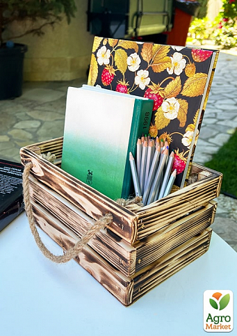 Ящик декоративный деревянный для хранения и цветов "Бланш" д. 25см, ш. 17см, в. 13см. (обожжённый с большими ручками) - фото 3