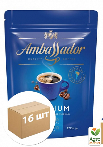 Кава розчинна Premium ТМ "Ambassador" 170г упаковка 16шт