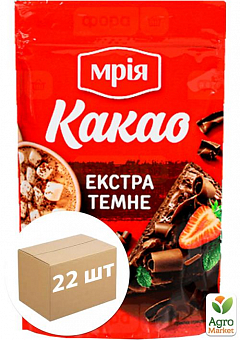 Какао порошок (экстра черный) 22% ТМ "Мрия" 100г упаковка 22 шт1
