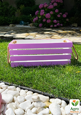 Ящик декоративный деревянный для хранения и цветов "Жиральдо" д. 44см, ш. 17см, в. 17см. (лиловый с ручками) - фото 3
