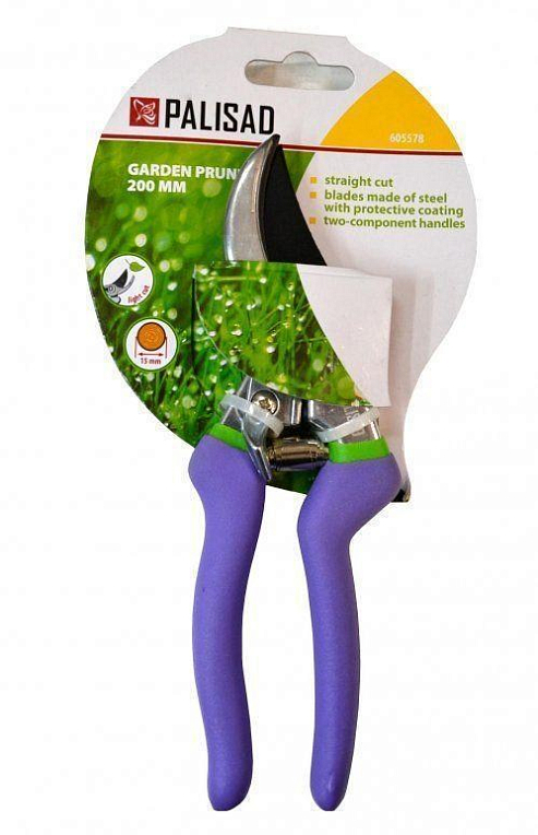 Секатор 200мм з прямим різом та гумовими ручками ТМ "PALISAD" № 605578