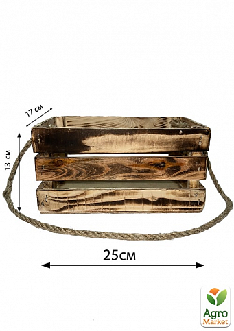 Ящик декоративный деревянный для хранения и цветов "Бланш" д. 25см, ш. 17см, в. 13см. (обожжённый с длинной ручкой) - фото 5