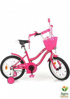 Велосипед детский PROF1 18д. Star, SKD75, фонарь, звонок, зеркало, доп. колеса малиновый. (Y1892-1) 2