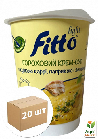 Крем-суп гороховий з куркою каррі, паприкою та зеленню б/п ТМ "Fitto light" (склянка) 40г упаковка 20 шт