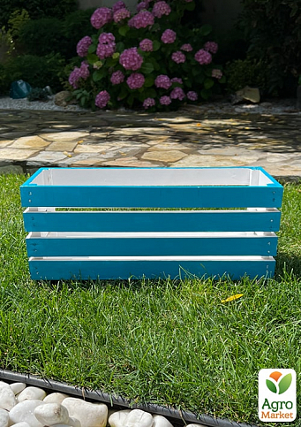 Ящик декоративный деревянный для хранения и цветов "Жиральдо" д. 44см, ш. 17см, в. 17см. (синий)