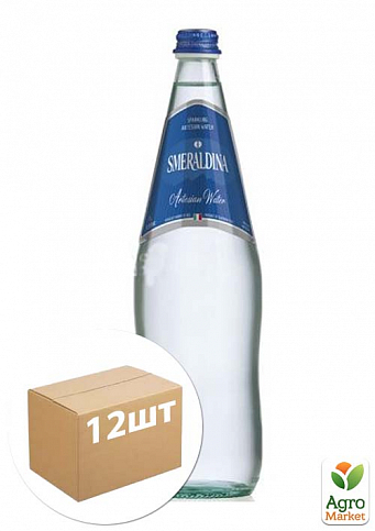 Вода питьевая, минеральная, природная, столовая Smeraldina газированная 1 л, (стекло) упаковка 12шт