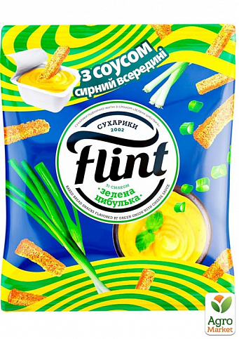 Сухарики пшенично-житні зі смаком Зеленої цибулі + соус "Сирний" ТМ "Flint" 85г упаковка 55 шт - фото 2