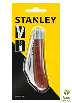 Нож для электрика складной с деревянной рукояткой и двумя лезвиями, длина лезвий 70 мм STANLEY STHT0-62687 (STHT0-62687)1