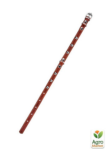 Ошейник "CoLLaR одинарный с украшениями (ширина 14мм, длина 27-35см) коричневый (00046) - фото 3