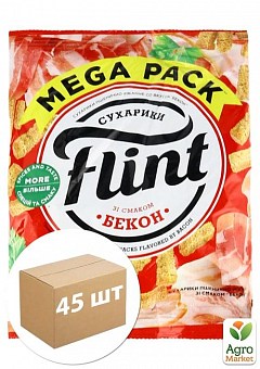 Сухарики пшенично-житні зі смаком бекону ТМ "Flint" 110 г упаковка 45 шт1