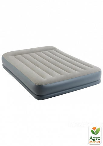 Надувне ліжко із вбудованим електронасосом двоспальне, сіре ТМ "Intex" (64118)