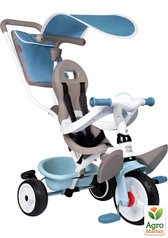 Детский металлический велосипед с козырьком, багажником и сумкой, голубой, 66х49х100 см, 10 мес. Smoby Toys2